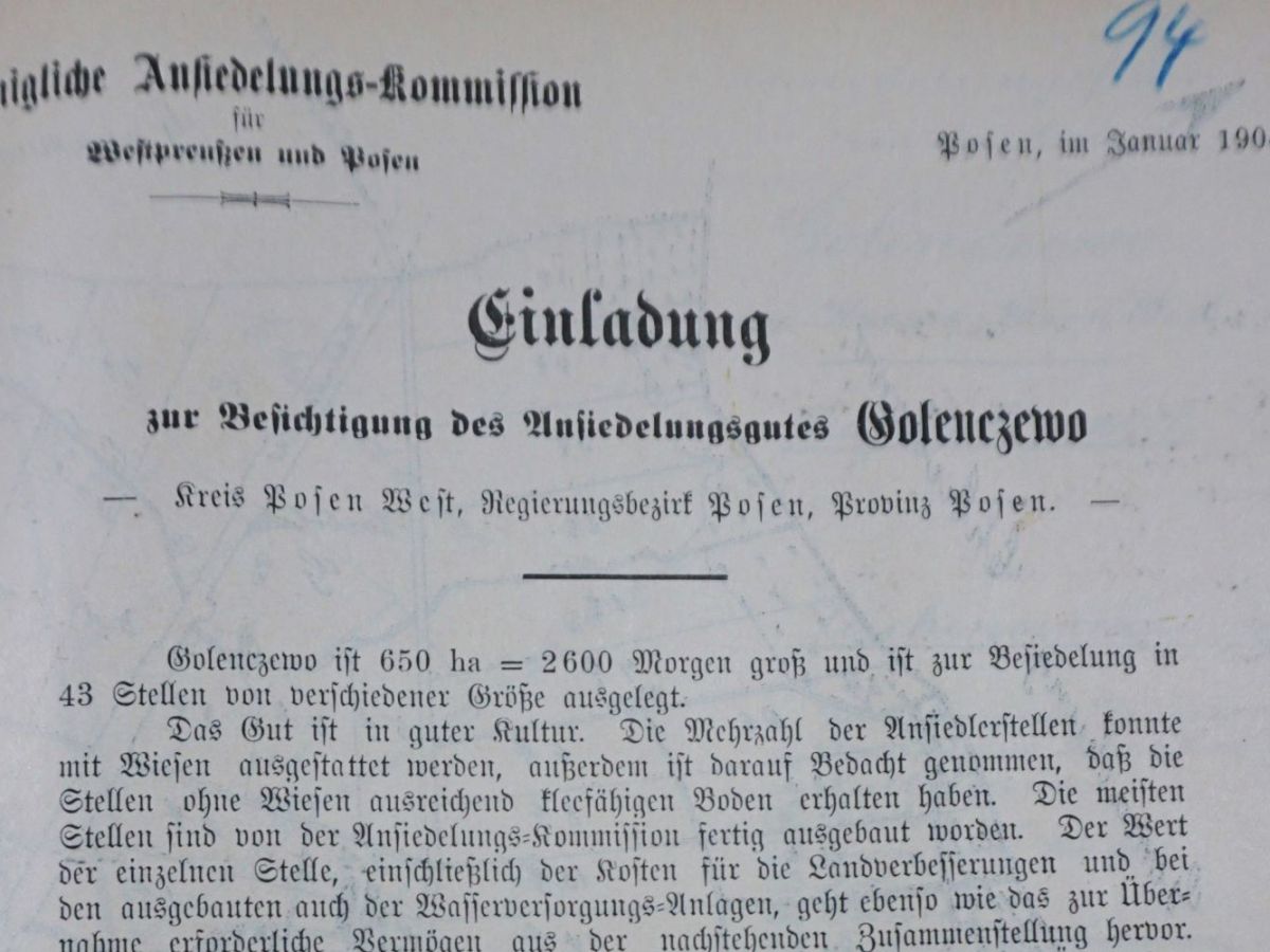 1904: Ulotka reklamowa dla potencjalnych osadników w&nbsp;Golęczewie